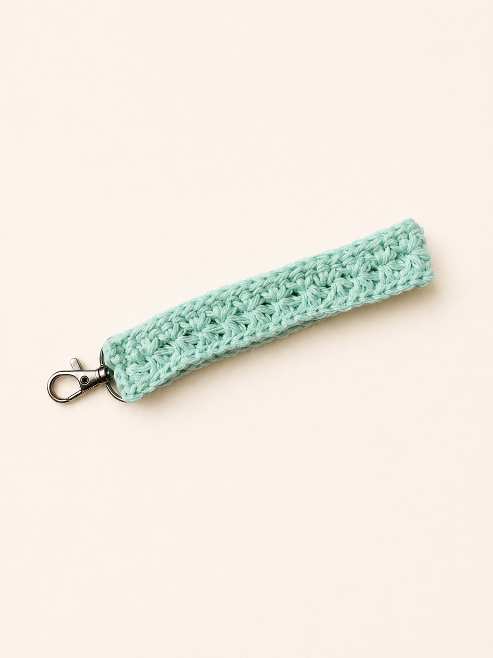 Mint Crochet Key Wristlet